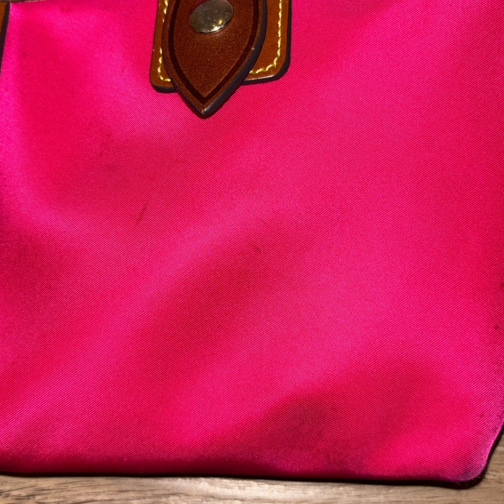 Dooney & Bourke Women’s Pink Shoulder Tote Bag with Brown Leather Trim - Picture 8 of 12